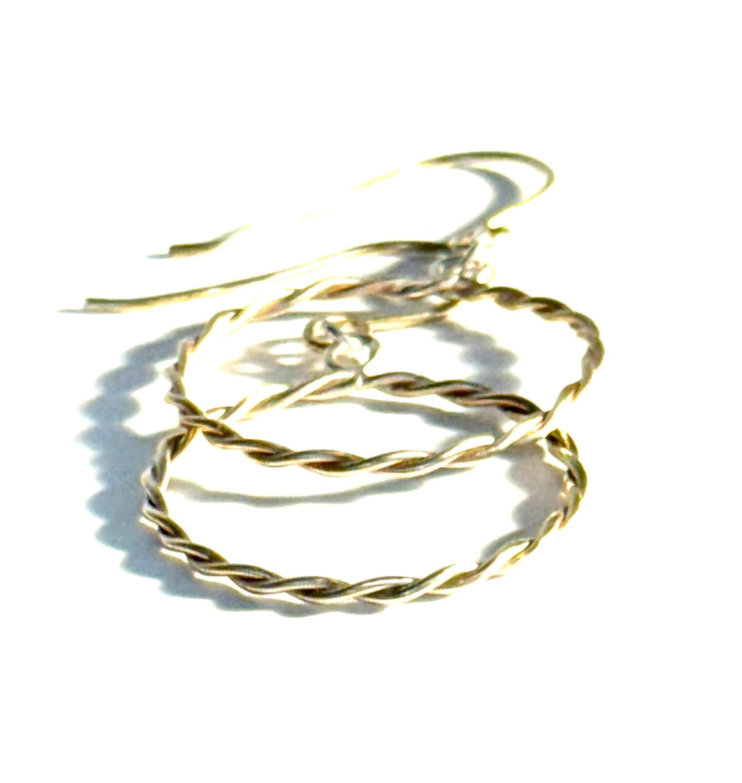 Twisted Wire Round Hoop Earrings