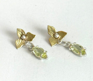 Citrine and Flower Petal Dangle Earrings