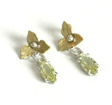 Citrine and Flower Petal Dangle Earrings