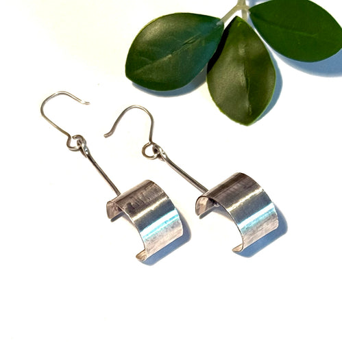 Sterling Silver Band Dangle Earrings