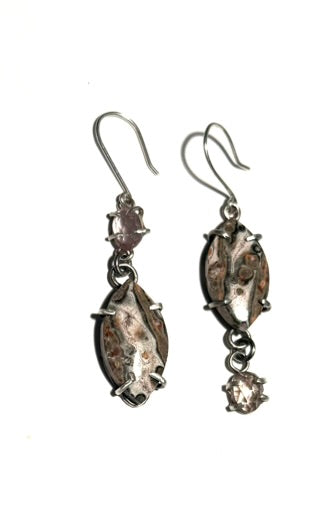 Sterling Silver Earrings with Leopard Jasper & Tourmaline