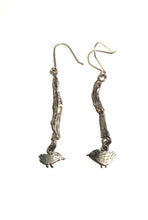 Sterling Silver Twig & Bird Earrings