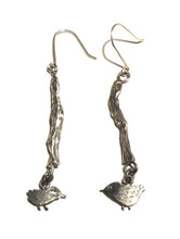 Sterling Silver Twig & Bird Earrings
