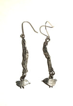 Sterling Silver Twig & Bird Earrings