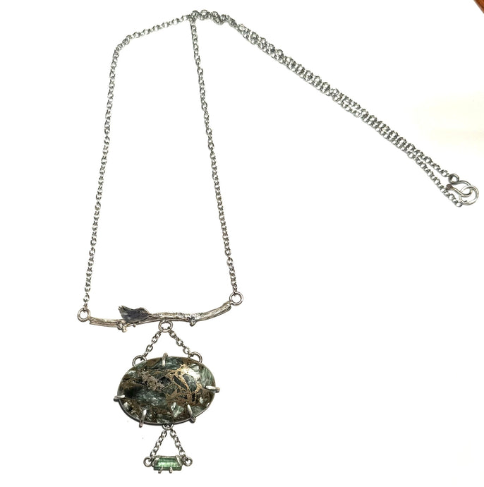 Sterling Silver Branch & Gemstone Necklace