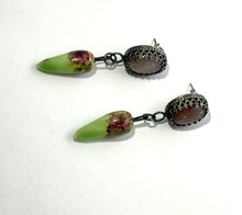 Rose Quartz and Floral Bead Earrings