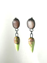 Rose Quartz and Floral Bead Earrings