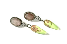 Rose Quartz and Floral Bead Earrings