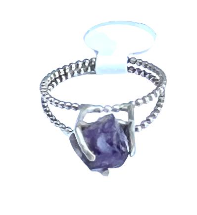 Raw Amethyst Crystal Ring