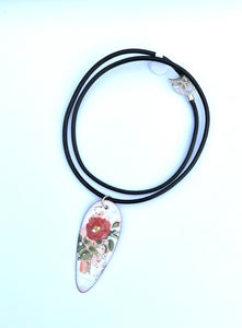 Floral Enamel Leather Necklace