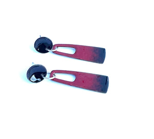 Red and Black Post Earrings