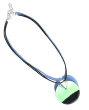 Sea Foam Green and Black Shield Leather Necklace