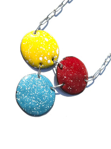 3 Disk Colorful Silver Necklace