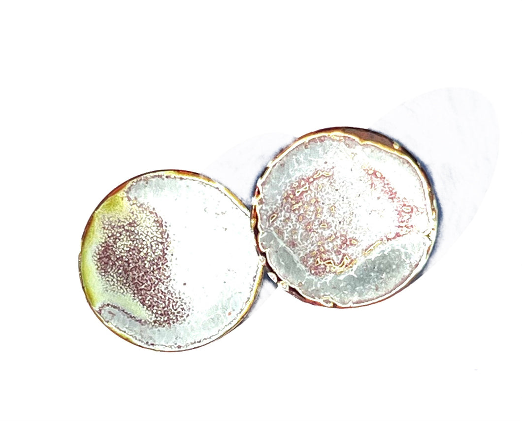 Flame Painted Disk Earrings