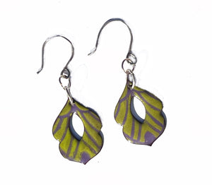 Lavender and Lime Green Dangle Earrings