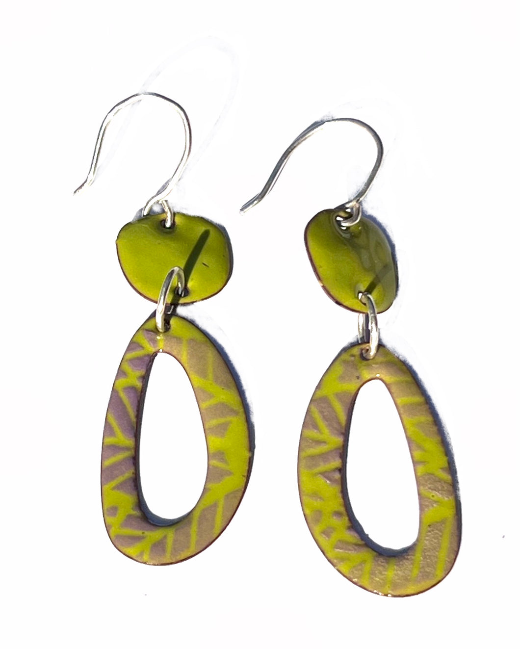 Lavender and Lime Dangle Earrings