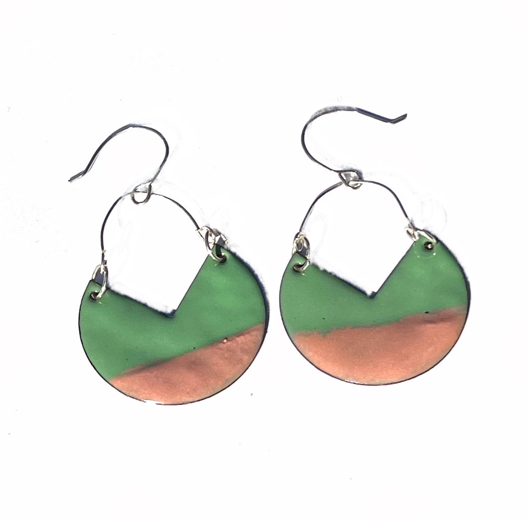Peach and Green Dangle Earrings