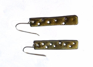 Olive Green Stick Dangle Earrings