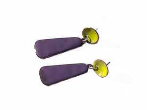 Purple and Lime Green Post Earrings