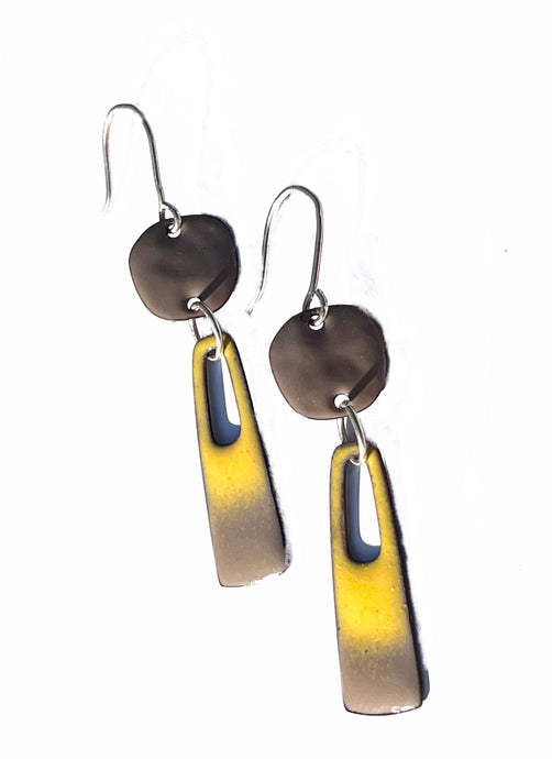 Tan and Yellow Dangle Earrings