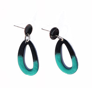 Turquoise and Black Hoop Earrings