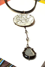 Black Druzy and Crackled Enamel Necklace