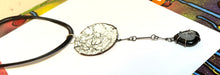 Black Druzy and Crackled Enamel Necklace