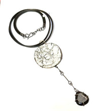 Black Druzy and Crackled Enamel Necklace