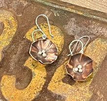 Copper and Silver Flower Earrings
