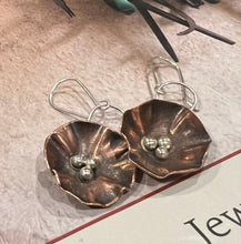 Copper and Silver Flower Earrings