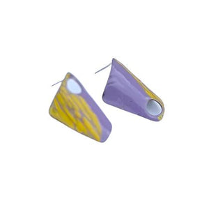 Lavender and Yellow Wavy Earrings