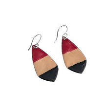 Red Tan and Black Drop Earrings