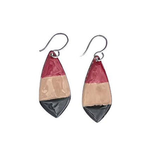 Red Tan and Black Drop Earrings