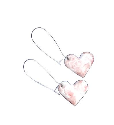 Pink Marbled Hearts Earrings