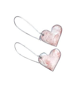 Pink Marbled Hearts Earrings