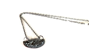 Crackled Half Moon Enamel Necklace