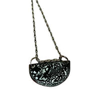 Crackled Half Moon Enamel Necklace