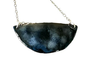 Bleached Denim Moon Enamel Necklace