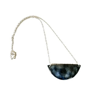 Bleached Denim Moon Enamel Necklace