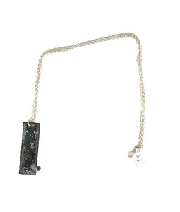 Blue Topaz Crackle Enamel Tab Necklace