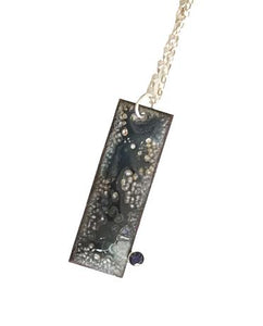 Blue Topaz Crackle Enamel Tab Necklace