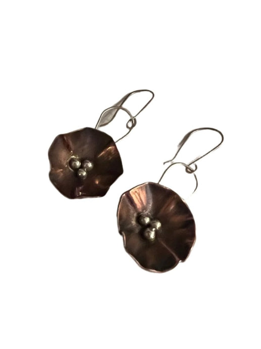 Copper and Silver Flower Earrings