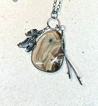 Picture Jasper, Twig and Leaves Necklace