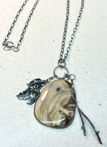 Picture Jasper, Twig and Leaves Necklace