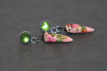 Peridot and Floral Earrings