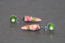 Peridot and Floral Earrings