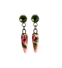 Peridot and Floral Earrings