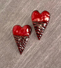 Red and Black Wave Heart Earrings