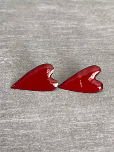 Red Heart Post Earrings