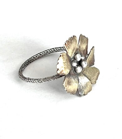 Sterling Silver and Brass Flower Ring